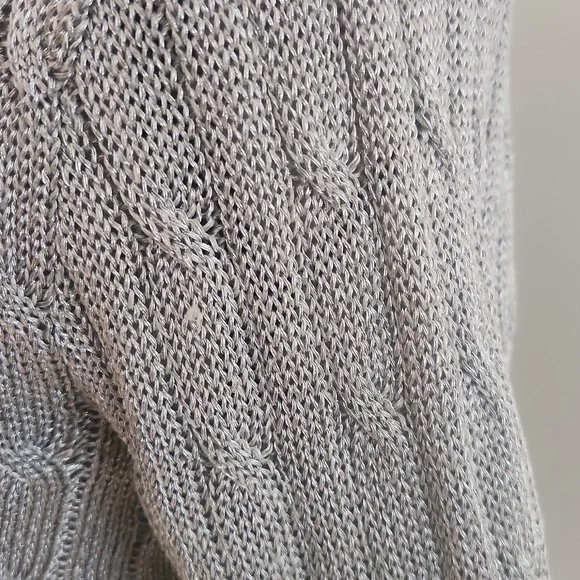 RALPH LAUREN Metallic silver cable Knit Zip-Up Sweater - Picture 6 of 9